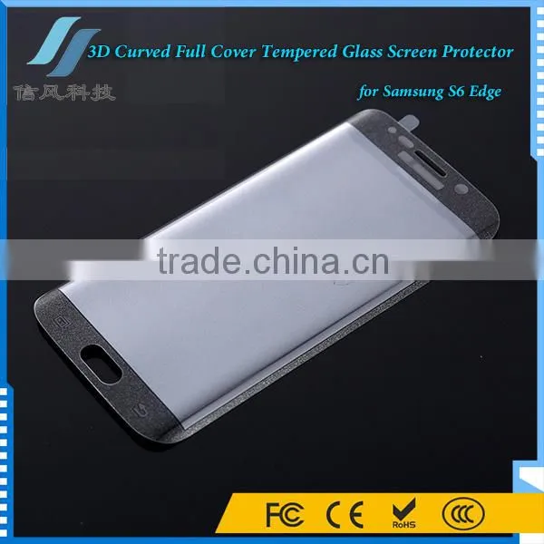 3D Curved Full Cover Tempered Glass for Samsung S6 Edge Screen Protector Black photo-4