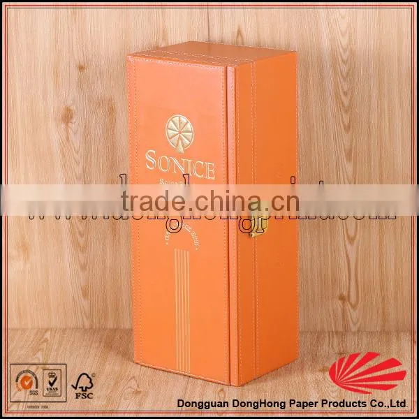 Latest Gift Packaging 1 Bottle Strong Orange Wooden Boxes for Wine Buy
