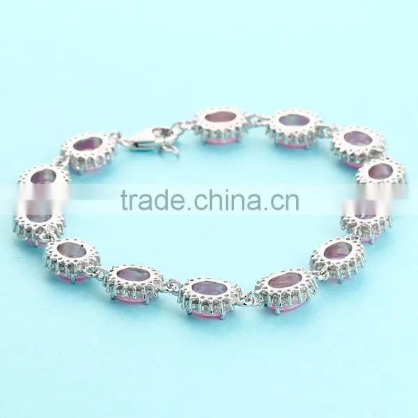 925 Sterling Silver Pink Opal Bracelet Manufacturer SBI184W-A photo-5
