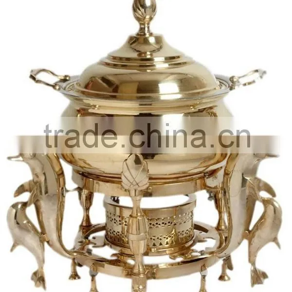 Brass Food Warmer Buffet Chafing Chaffing Dish With Burner