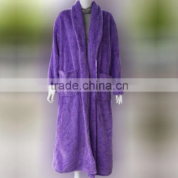Design High Quality Super Soft Home Couples Robe Coral Fleece Bathrobe With Zipper photo-4