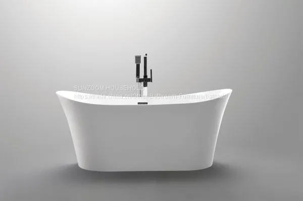Sunzoom China Supplier Tender Low Cost Bathtub70inch Curved Bathtub Black photo-2