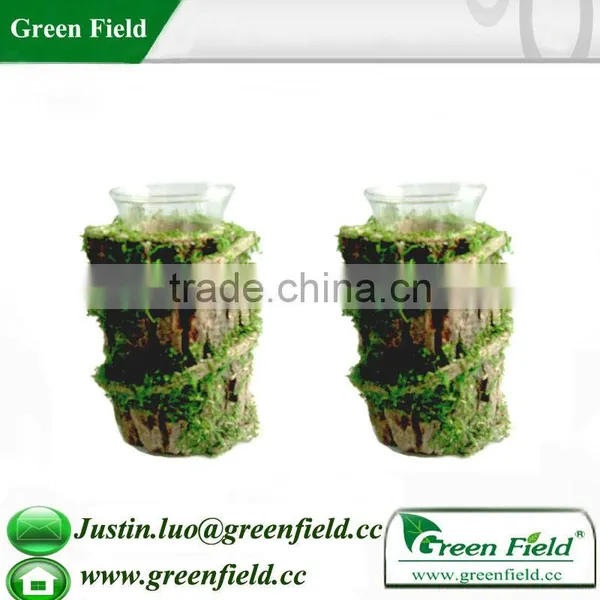 Green Field Rustic Wooden Candle Holder photo-4