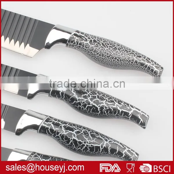 Set of 5pcs Knife Set Non Stick Color Kitchen Knife Blade With"V"wave Grooves Design photo-3