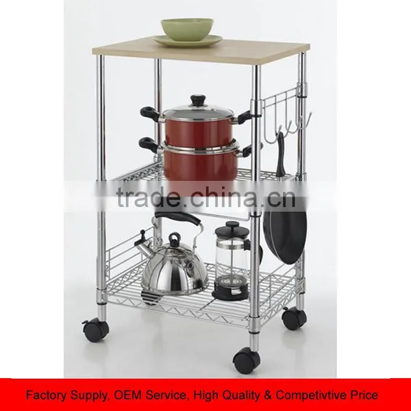 Chrome 3-Tier Wire Kitchen Cart Microwave Stand
