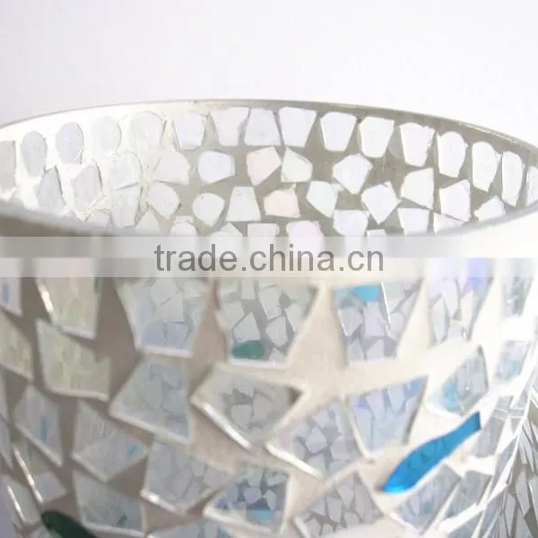 Blue&white Ocean Theme Mercury Electroplated Glass Containers Good Quality Candle Canister for Summer Holiday photo-3