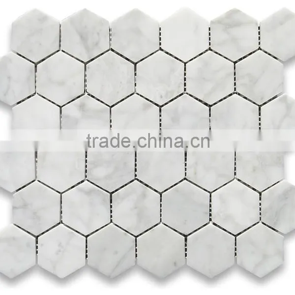 MM-CV252 New Model Home Decoration Natural Hexagon Marble Stone Mosaics in White photo-2