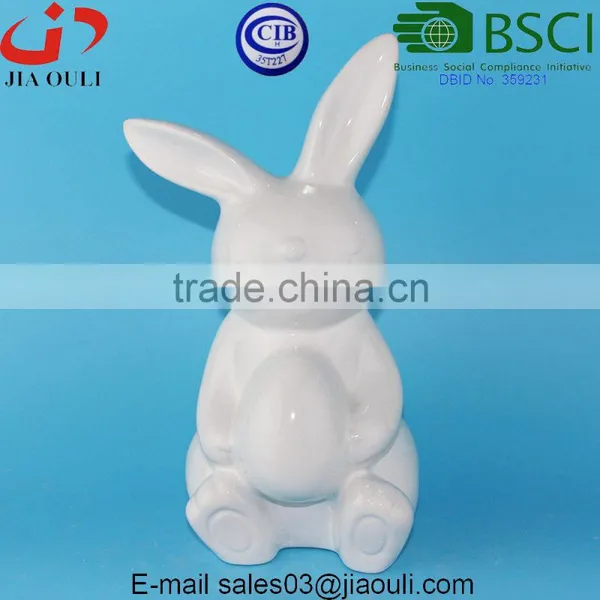 BSCI Audit QUANZHOU Factory EASTER Bunny Funny Ceramic Rabbits, Porcelain Animal Figurines photo-2