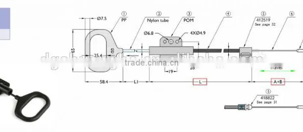 Recliner Sofa and Reclined Chair Replacement Cables D Handle Pull Type 30502/30501 photo-2