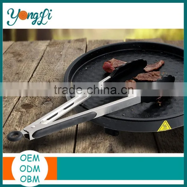 Kitchen Grilling Silicone Tongs Stainless Steel Locking BBQ Tongs photo-3