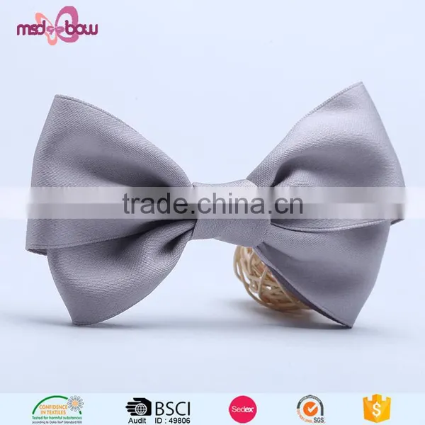 Custom Size Grey Ribbon Boys Mens Bow-tie With Alligator Clip photo-2