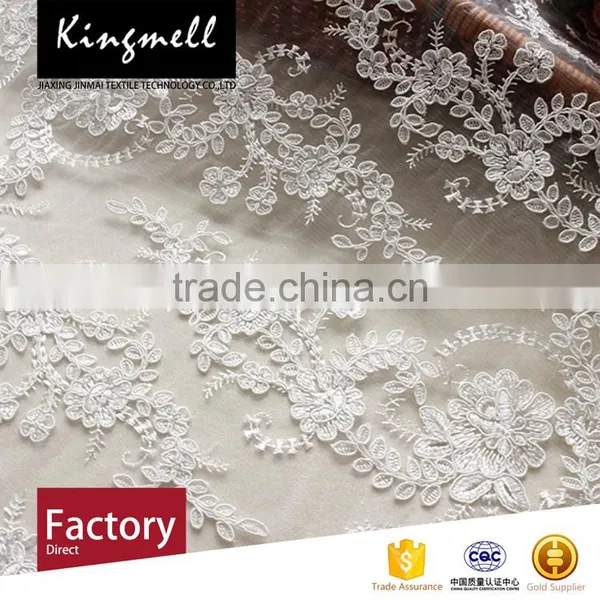Custom Digital Printing Polyester Textile 3d Flower Lace Embroidered Fabric for Women Wedding Dress photo-4