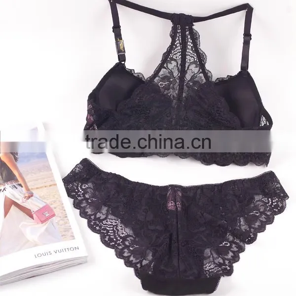 Top Women Sexy New Designs of Fancy Lace Bra Transparent Panty Set photo-6
