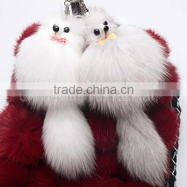 CX-R-11C Luxury Wholesale Genuine Fox Fur Tail Key Chain photo-2