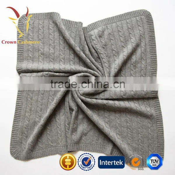 100% Cashmere Wool Cable Knitted Baby Blanket photo-6