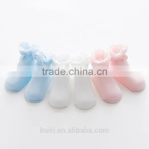 Cotton Baby Socks Solid Lace Newborn Boy Girl Loose Floor Anti-slip Infant Socks photo-2