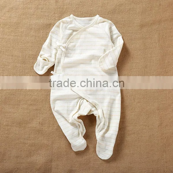 2017 Spring Long Sleeves Baby Infants Romper Stripe Pattern Natural Colored Cotton Bodysuit Jumpsuit Onesie Wear Clothes photo-4