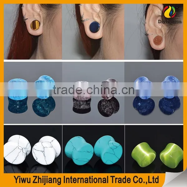 Natural Stone Ear Plugs Tunnels Saddle Expander Body Piercing Gauge photo-6