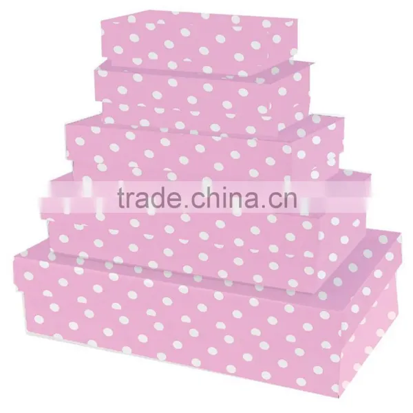 Artisan Polka Pink /Blue Rectangle Nest,Set Of 4 Nested Decorative Boxes,Pink/Blue Box Nest photo-2