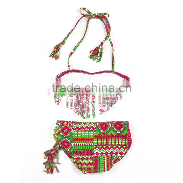 Kids Girls Bathing Swimsuit Frills Hallow Bikini Swimwear 2PCs photo-3