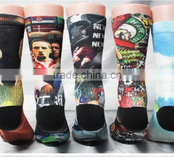 OEM 360 Women Heat Sublimation Printing Socks Printing Crew Sock photo-2