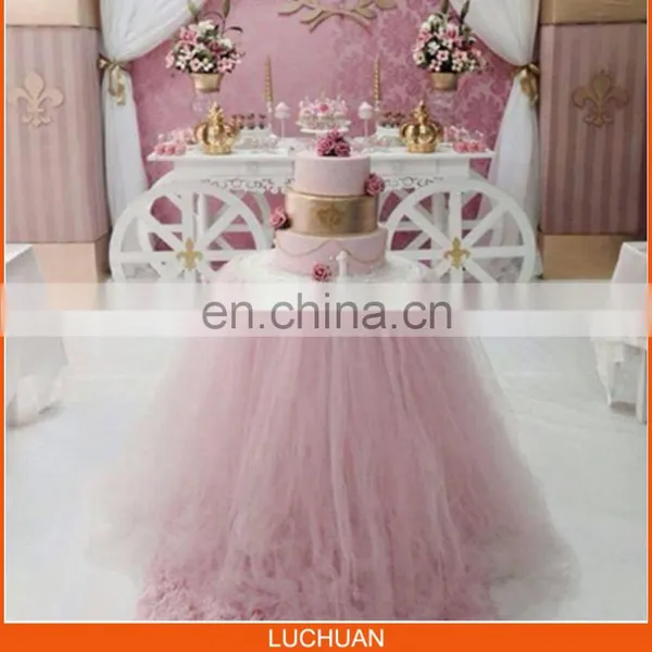 Fancy New Design Pink Dreamlike Tulle Tutu Table Skirt photo-2