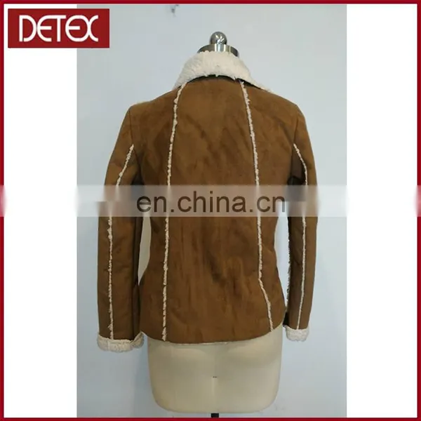 Brown Ladies Winter Short Suede Fleece Jacket photo-3