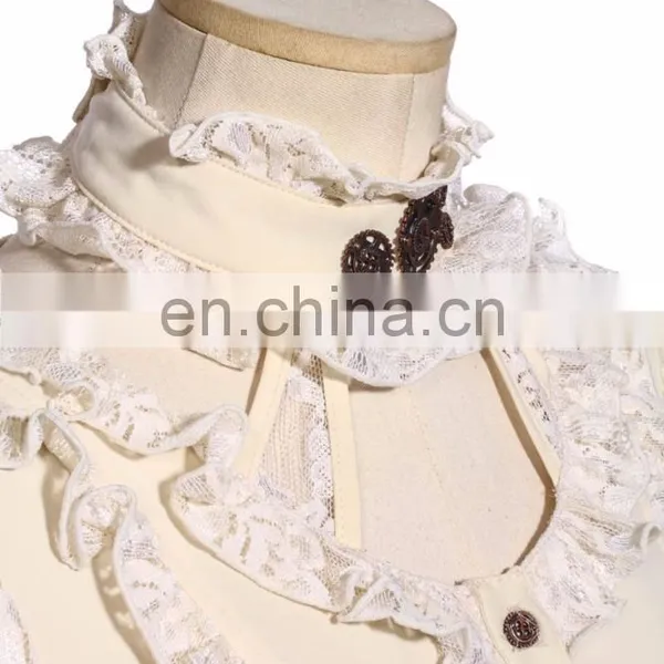 Steampunk Soft Blouse With Choker Look Collar photo-3