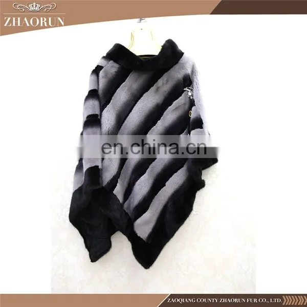 2016 Natural Fashion Mink Fur Shawl Genuine Dyed Mink Fur Cape For Lady photo-2