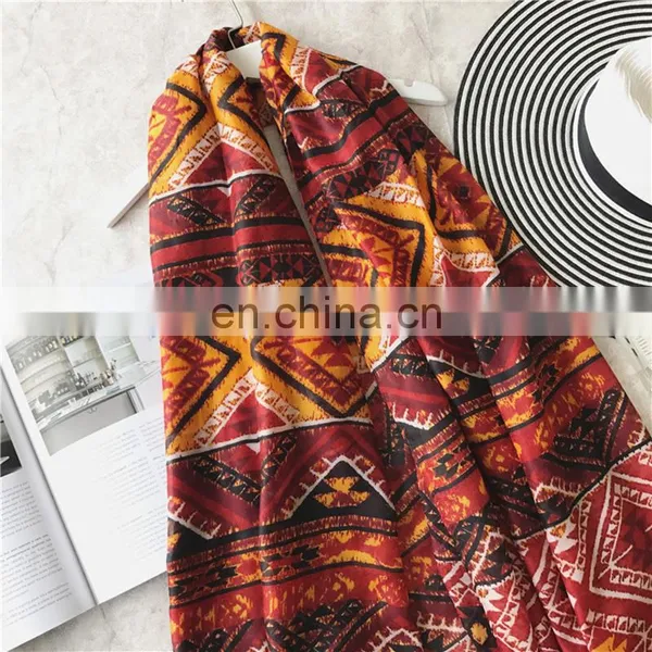 New Long Towel Fashion Tribal Print Tassel Spring Autumn Beach All-match Printing Scarf photo-3