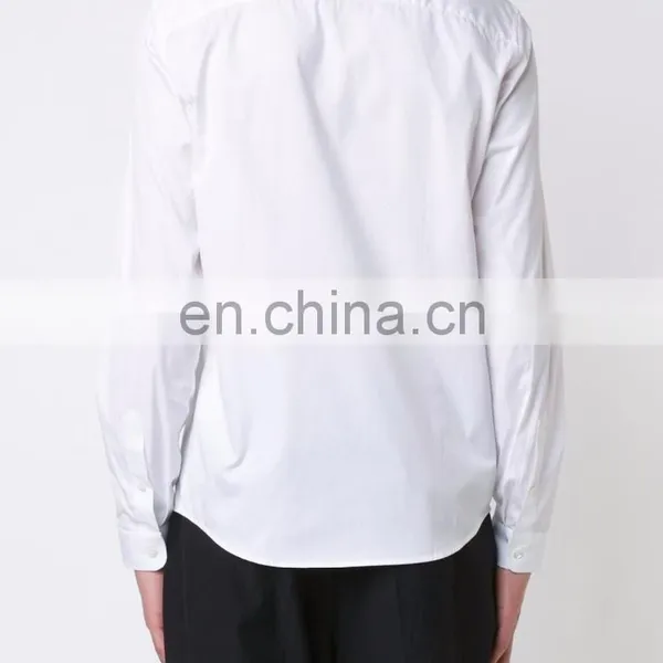 Classic White Cotton Shirt Classic Lapel Collar, Long Sleeves, Hook and Loop Cuffs, Front Button, Curved Botto Formal Clothes photo-2