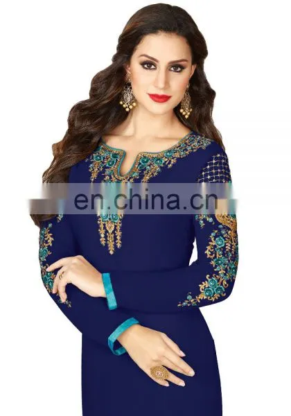 Women's Party Wear Straight Cut Salwar Kameez Designs 2017 photo-2