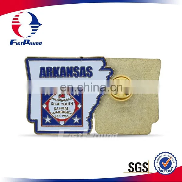 Custom Baseball Lapel Pin with Map shaped