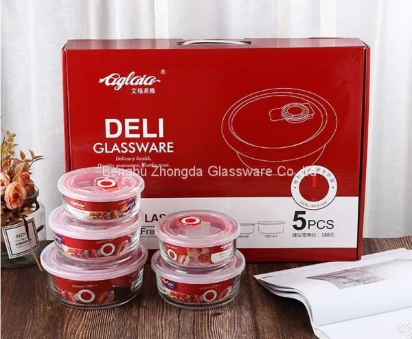 Hot Sale Food Grade Round Freezer Fridge Glass Container photo-5