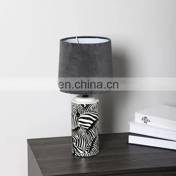 Wholesale Living Room Animal Desk Lamp Custom Bedside Ceramic Lamp With Zebra Pattern Decoration photo-2