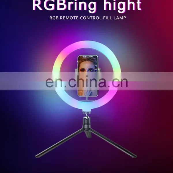 Dimmable LED Portable Changing RGB Photograph Make up Selfie Ring Fill Light With Tripod Stand Aro de Luz de photo-7