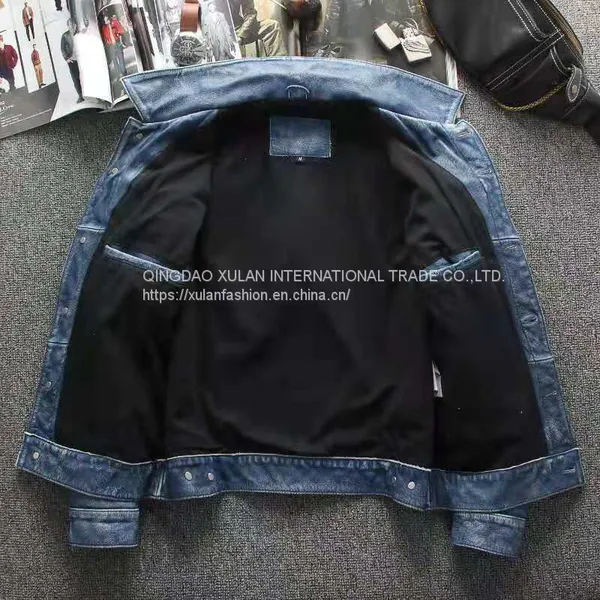 2021NEW FASHION WASHED MEN'S GENUINE COWSKIN LEATHER JACKET FACTORY HOT SALE photo-2