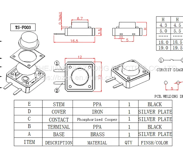 Factory Direct Sale BZCN TS-F003 Hot Sale High Quality Tact Switch photo-3