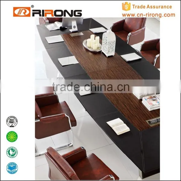 Paer China Leather Wood Veneer Stainless Steel High Top Meeting Table photo-3
