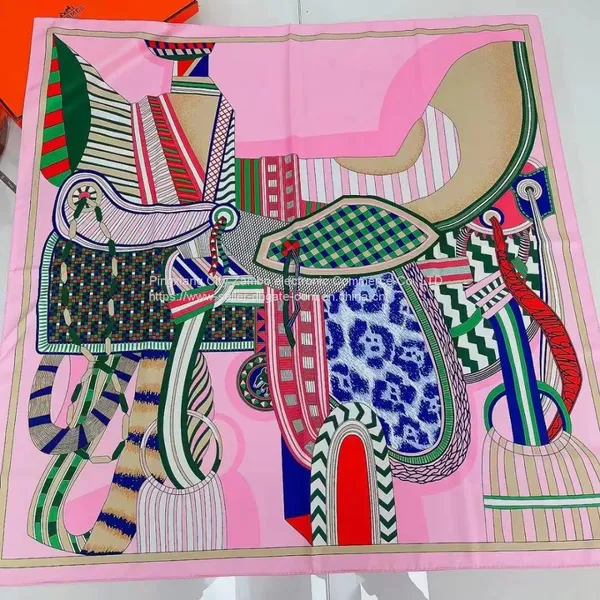Fashion Horse Painting Squre Dress Silk Feels Soft Scarves Literature and Art Style High Quality 90*90CM photo-4