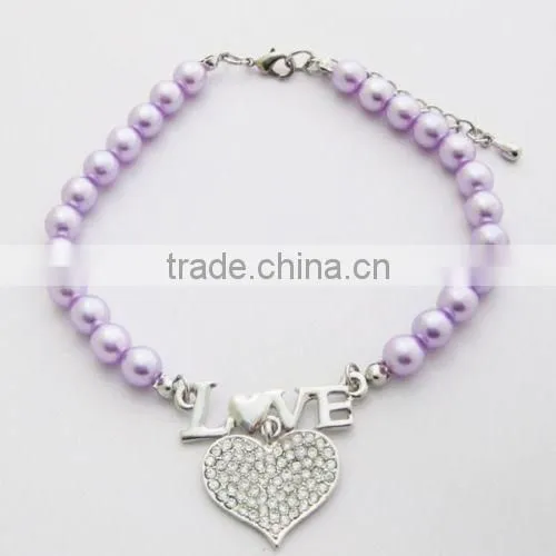 Customized Crystal Pearl Pet Heart Charm Necklace in Wholesale photo-5