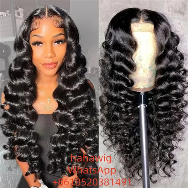 Wig 100% Human Hair Virgin Hair Lace Wig Loose Deep Wave