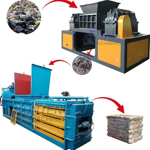 Woven Bags Waste Metal Double Axis Shredding and Baling Production Line EPC
