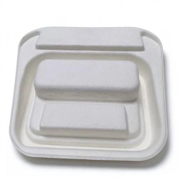 Automatic Wet Press Molded Pulp Tray with 2.5mm Slim Wall, Smooth Edge Trim and Consistent Dimensional Repeatability for Packaging
