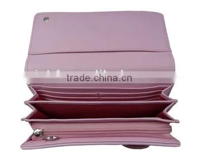 Compartment Pink PU Leather Women Ladies Long Wallet photo-2