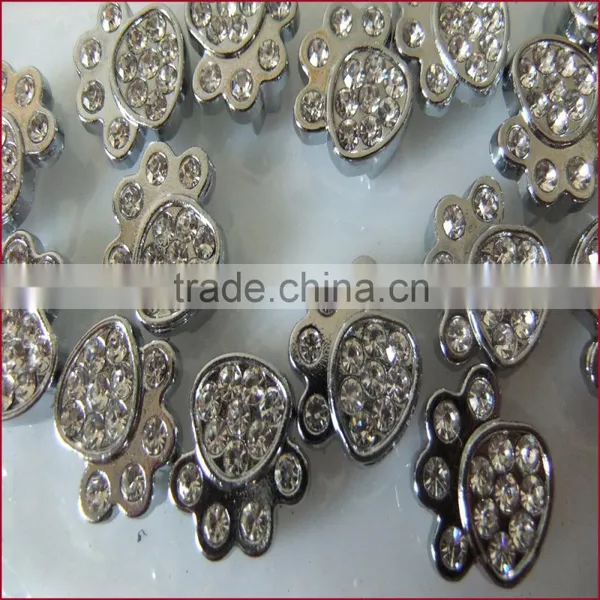 Compet Rhinestone Metal Zinc Alloy Jewelry Paw Print 10mm Slide Charms photo-2