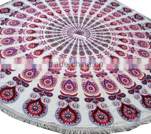 Round Mandala Tapestries Wall Hanging Ethnic Wall Art Cotton Round Table Cloth photo-4