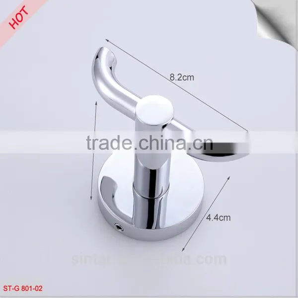 Hot Selling Bathroom Double Prong Robe and Towel Hook, Chrome Solid Brass photo-6