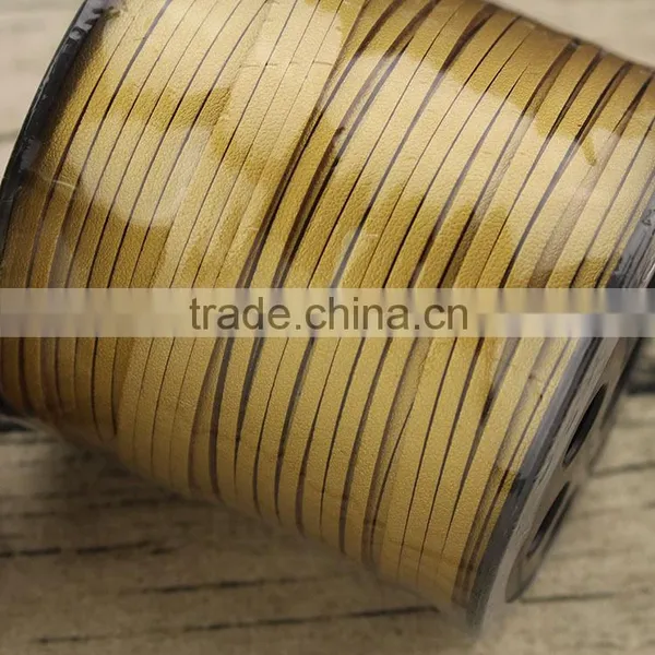 ST1038 Gold Flat Faux Leather Suede Cord, Metallic Gold Coated Suede Leather Lace photo-2