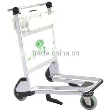 Good quality aluminum airport luggage trolley with automatic braking